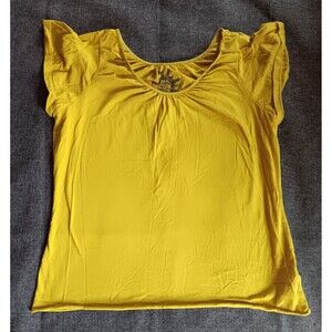Shirt Size XL Women Brisas Casual Flutter Short Sleeve Yellow